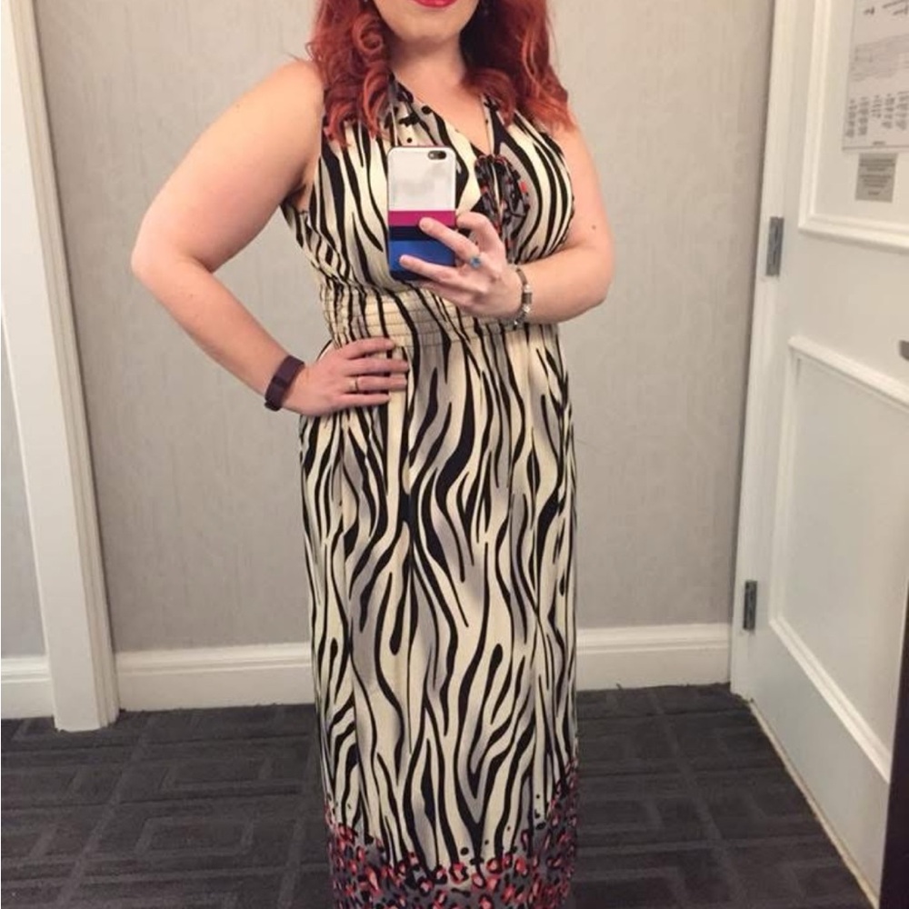 Elegant Zebra Print Maxi Dress